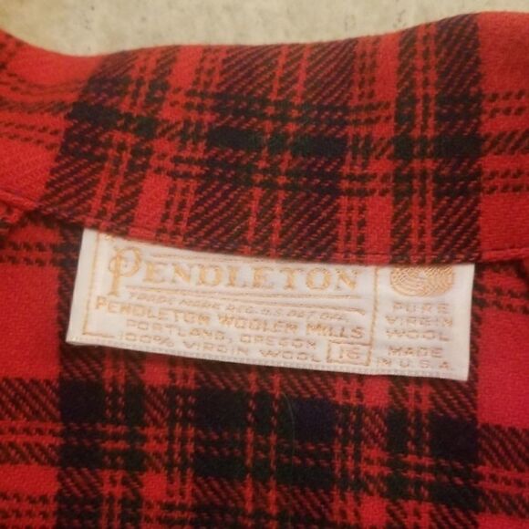 Vintage Pendleton Red plaid Virgin wool 2 … - Picture 8 of 8